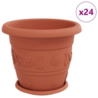vidaXL Macetas 24 Pcs Rojo Ladrillo &Oslash; 34 X 28 Cm Pl&aacute;stico Vidaxl