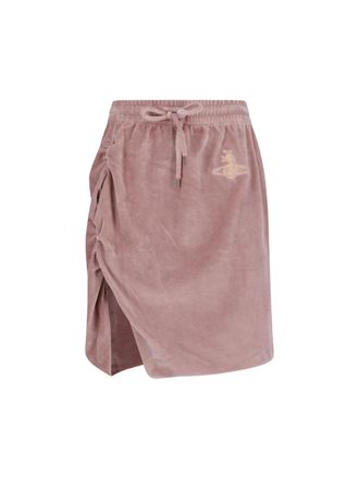 Vivienne Westwood Pink Ruched Drawstring Velvety Skirt