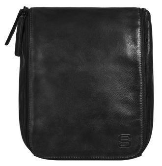 Spikes & Sparrow Kulturbeutel SPIKES & SPARROW, Damen, Gr. B/H/T: 22cm x 25cm x 7cm onesize, schwarz, Leder, vintage, Taschen Kulturbeutel, echt Leder