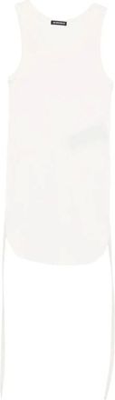 Ann Demeulemeester Sleeveless Tops, female, White, XS, Sleeveless Round Neck Tie Detail Racerback Top