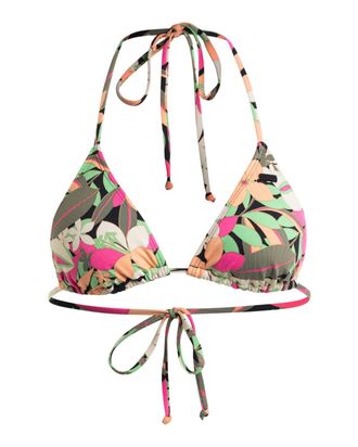 Roxy Triangel-Bikini-Top ROXY Printed Beach Classics, Damen, Gr. S, Cup B, grau (anthrazit palm song s), 87% Nylon, 13% Elasthan, Bikini-Oberteile Triangel