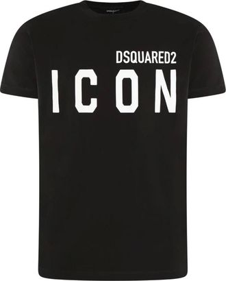 Dsquared2 Tops, Heren, Zwart, M, Katoen, Icon Large T-Shirt