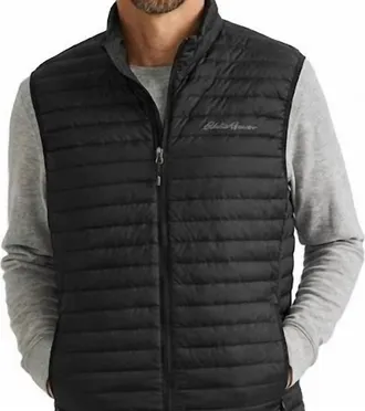Eddie Bauer Microlight Down Zip Up Packable Puffer Vest In Black