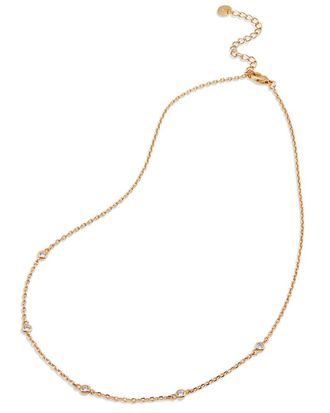 Savvy Cie Jewels 18K Over Silver Cz Dainty Necklace