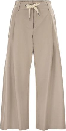 Brunello Cucinelli Couture Interlock Broeken - Dames - Wijde Broeken - Beige - S - Katoen - Broeken