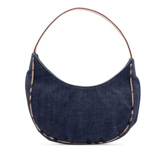 Burberry Pre-owned Burberry House Check Trimmed Denim Shoulder Bag Ladies QLVMRUICOZUP4YWQ