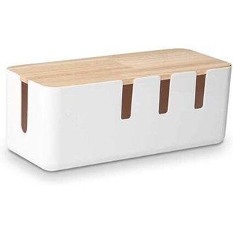 OEM Caja Organizadora De Cables De 30,5 X 12,5 X 11,5 Cm, Tapa De Madera, Organizador De Cables Para Escritorio, Tv, Ordenador, Sistema De Concentrador Us