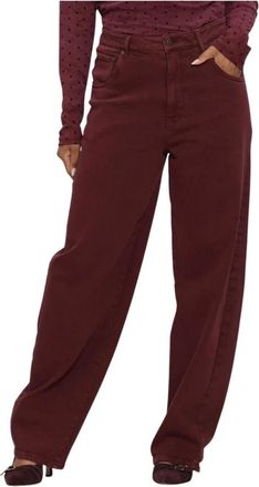 Nukus Nukus, Dames, Jeans, Rood, Maat: XS Katoen