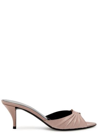 Saint Laurent Babylone 60 Pleated Grained Leather Mules - Beige - 37 (IT37/ UK4)