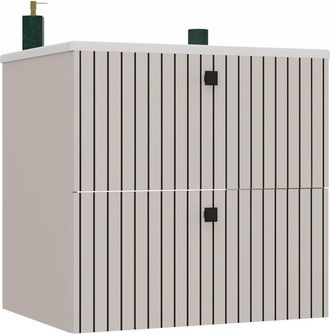 Topeshop Tigo 60 2s - Mueble Bajo Lavabo 2 Cajones Frente Ranurado + Lavabo - 60x45.5x57 Cm - Cachemire