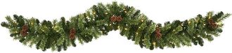 Nearly Natural 6Ft Christmas Artificial Garland With 50 Clear Led Lights
