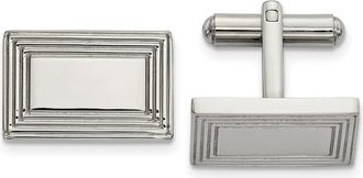 Diamond2Deal Stainless Steel Polished Rectangle Cufflinks