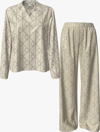 Calvin Klein Satin Aop Set Womens Shine - Beige Viscose - Size Large