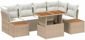 vidaXL Conjunto De Sof&aacute; De Jard&iacute;n 10 Pcs Beige Polirat&aacute;n Vidaxl