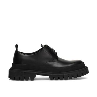 Dolce & Gabbana Black Calfskin Oxfords And Mens Derbies