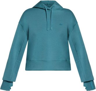 Lacoste logo-appliqu&eacute; cotton hoodie - women - Cotton/Polyester/Elastane/Cotton - 36 - Blue