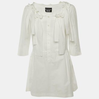 Moschino Boutique Moschino White Cotton Bow Detail Top M
