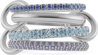 Spinelli Kilcollin Zilveren Iris ring met saffier, tanzaniet en aquamarijn