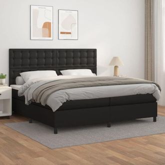 vidaXL Vidaxl - Cama Box Spring Con Colch&oacute;n Cuero Sint&eacute;tico Negro 200x200 Cm