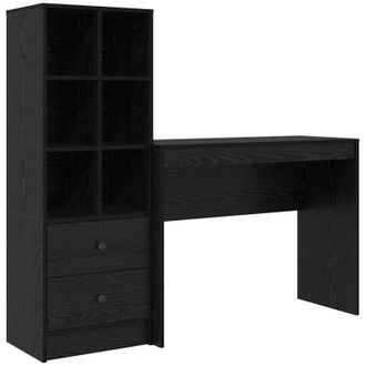 vidaXL Escritorio Con Almacenamiento Con Caj&oacute;n 2 Pcs Roble Negro Vidaxl