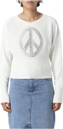 Moschino Stijlvolle Ronde Hals Gebreide Trui - Dames - Ronde hals truien - Wit - M - Truien & Vesten