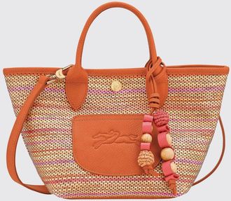 Longchamp Borsa Le Pliage Collection in rafia a righe e pelle a grana