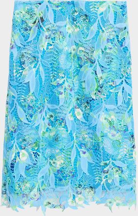 Emanuel Ungaro Harlow Floral-Print Lace Midi Skirt