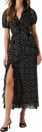 Astr Bennett Polka Dot Dress In Black