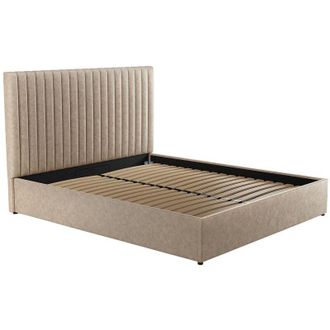 Vente-Unique Letto con contenitore con testiera letto cuciture verticali 160 x 200cm Tessuto Beige SARAH II