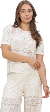 Object Bianca S/S RE Top - Dames - T-shirts - Beige - XS - Denim - Tops
