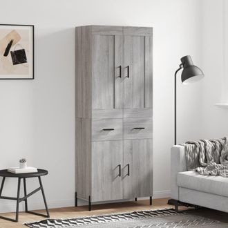 Berkfield Home Highboard Grey Sonoma 69.5x34x180 cm Engineered Wood