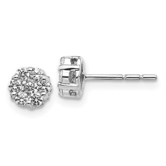 Diamond2Deal 14K White Gold 1/2 ct Lab Grown Diamond Cluster Push Back Stud Earrings VS Clarity, G-H Color