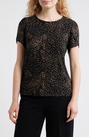 Anne Klein Dot Tulip Sleeve Top in Anne Black/Vicuna at Nordstrom, Size Xx-Small P