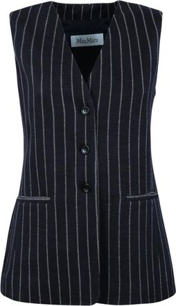 Max Mara Jassen, Dames, Blauw, S, Wol, Gilet Riccio
