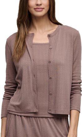 Barefoot Dreams Scalloped Pointelle Cardigan in Sable at Nordstrom, Size X-Large