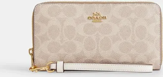 Coach Long Zip Around Wallet In Signature Canvas