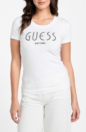 Guess Studded Logo Graphic T-Shirt in Pure White at Nordstrom, Size X-Small