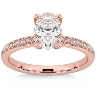 Pompeii3 Certified 2 1/4Ct Oval Diamond Engagement Ring 14k Gold Lab Grown
