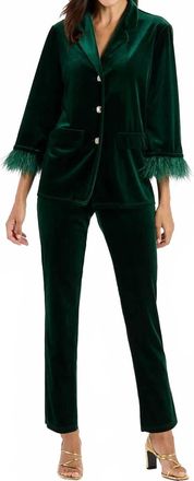 Jude Connally Essie Jacket Stretch Velvet Blazer In Palace Green