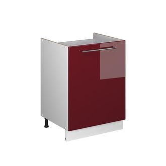 Vicco Mueble Bajo Para Fregadero Fame-line, Rojo Burdeos Alto Brillo/blanco, 60 Cm, Vicco