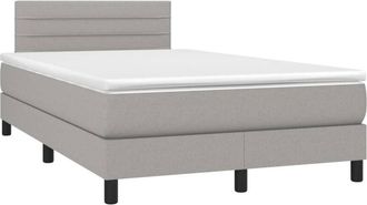 vidaXL Vidaxl - Cama Box Spring Con Colch&oacute;n Tela Gris Claro 120x200 Cm