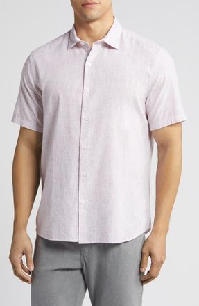 Robert Barakett Legato Short Sleeve Button-Up Shirt in Pink at Nordstrom, Size Xx-Large