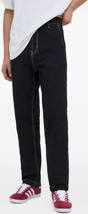 HUGO BOSS contrast-stitching trousers - men - Cotton/Polyester/Cotton - 52 - Black