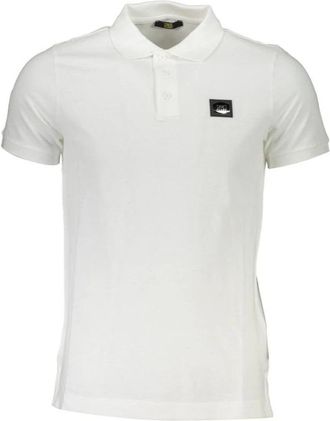 Cavalli Wit Poloshirt met Applicatieprint - Heren - Polos - Wit - M - Katoen - Tops