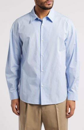Frame Denim Relaxed Fit Cotton Button-Up Shirt in Light Blue at Nordstrom, Size Medium