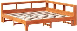 vidaXL Vidaxl - Cama Con Estanter&iacute;a Sin Colch&oacute;n Madera Maciza Marr&oacute;n 200x200 Cm