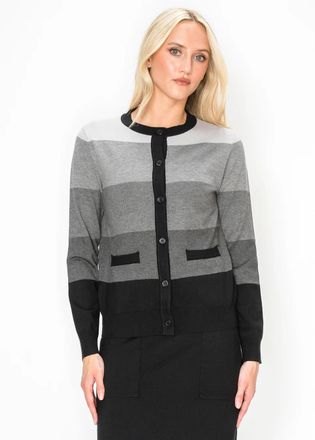 YAL New York Grey Ombre Stripe Cardigan