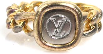 Louis Vuitton Gold Silver Metal Band Ring (Pre-Owned)