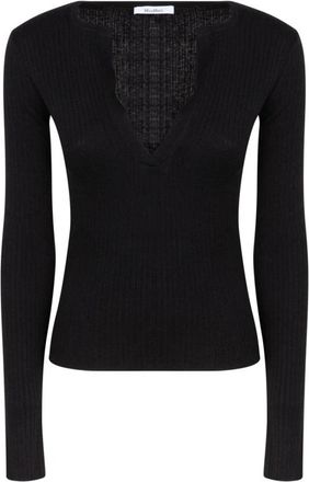 Max Mara Zwarte Kasjmier Zijden Trui - Dames - V-hals truien - Zwart - L - Kasjmier - Truien & Vesten