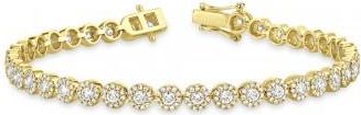 Allurez Diamond Halo Style Tennis Bracelet 14k Yellow Gold (3.03ct)